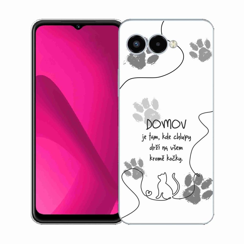 Gélový kryt mmCase na T-Mobile T Phone 3 - mačacie motív biele pozadie
