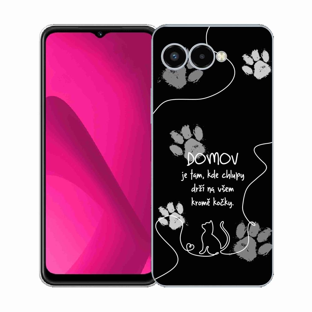Gélový kryt mmCase na T-Mobile T Phone 3 - mačacie motív čierne pozadie
