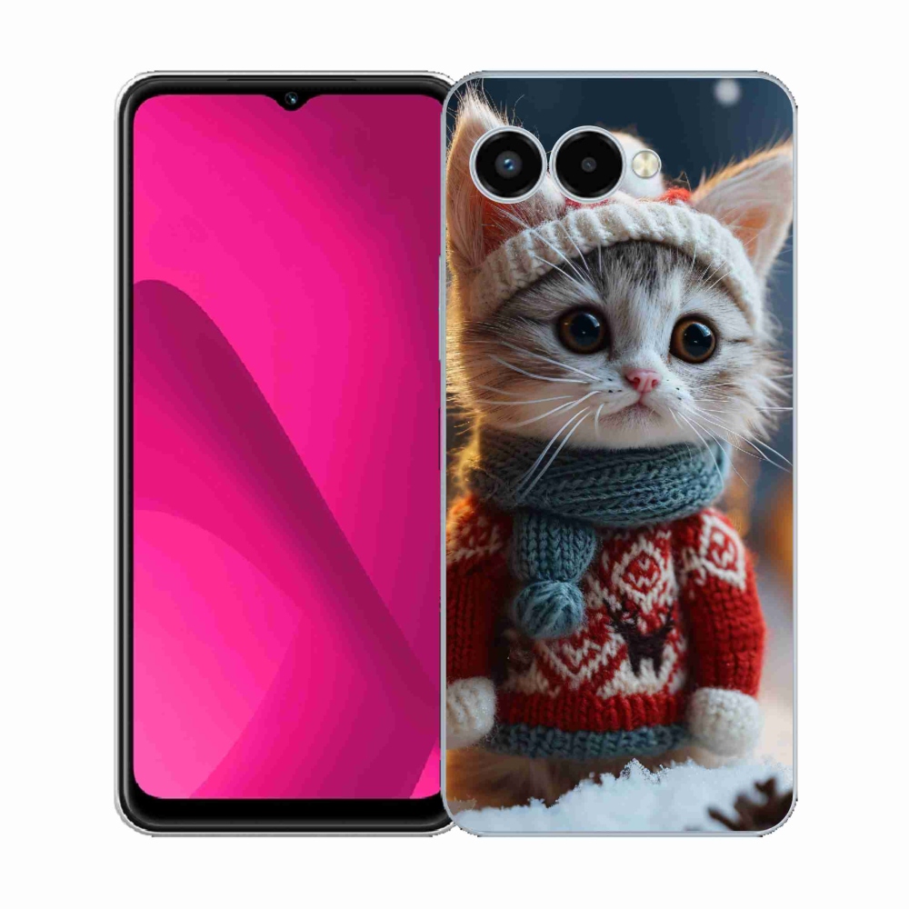 Gélový kryt mmCase na T-Mobile T Phone 3 - mačiatko vo svetri