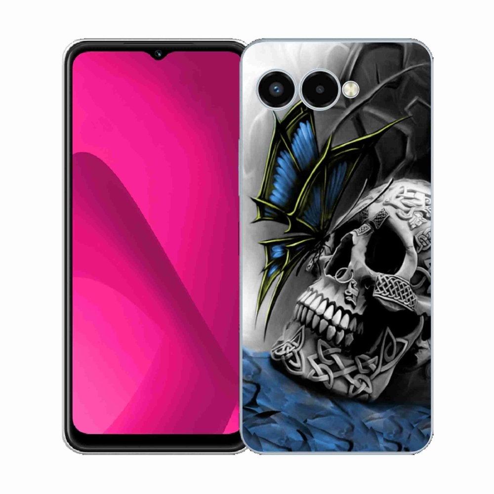 Gélový kryt mmCase na T-Mobile T Phone 3 - motýľ a lebka