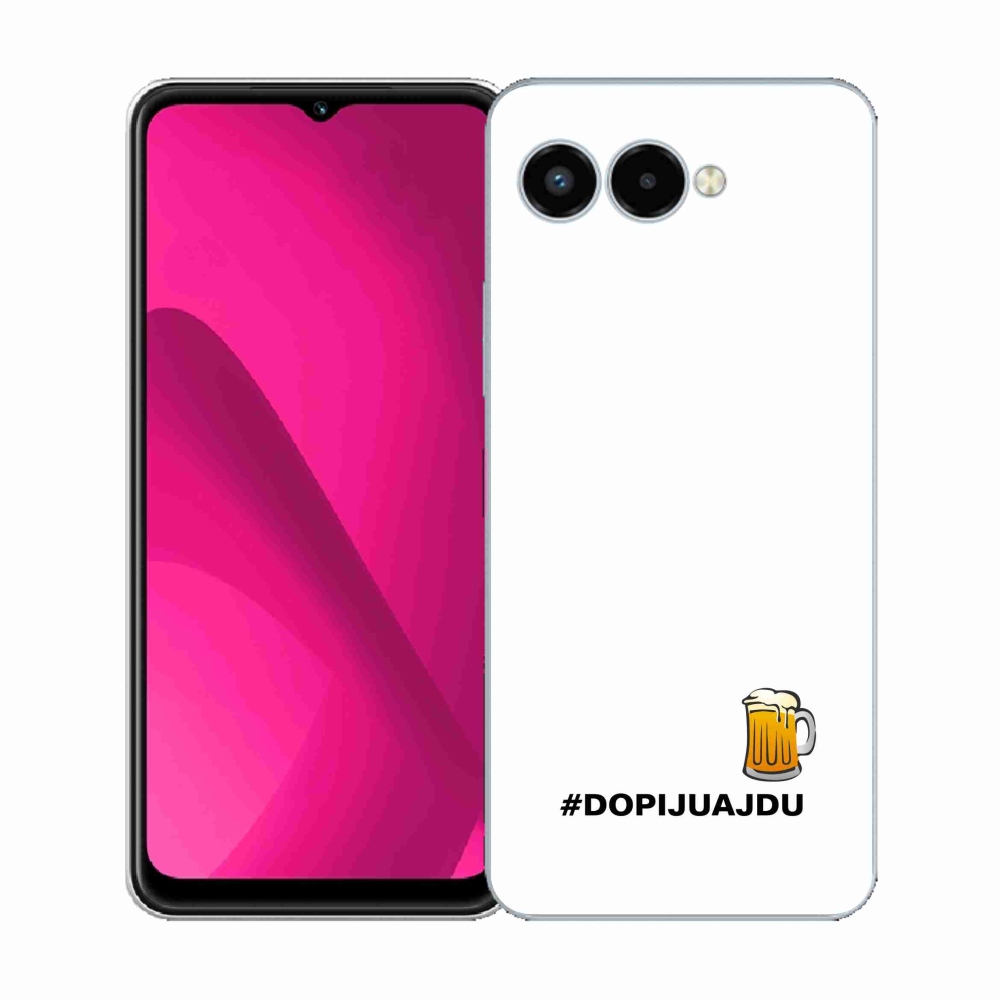 Gélový kryt mmCase na T-Mobile T Phone 3 - pivný motív 1 biele pozadie