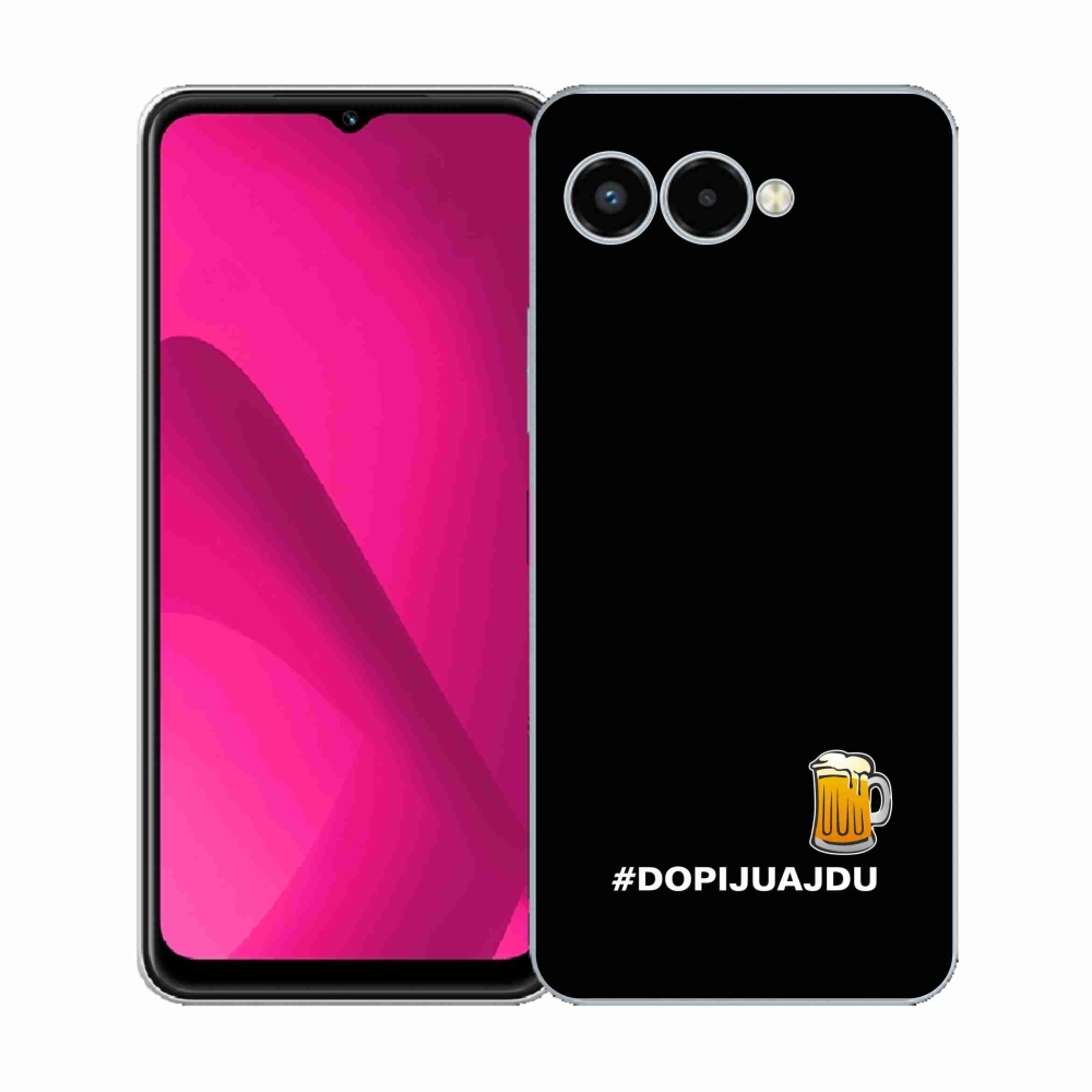 Gélový kryt mmCase na T-Mobile T Phone 3 - pivný motív 1 čierne pozadie