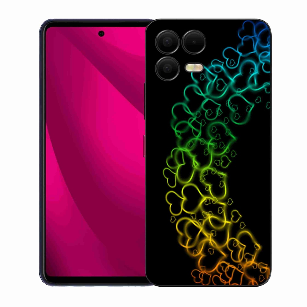 Gélový kryt mmCase na T-Mobile T Phone 3 Pro - farebné srdiečka