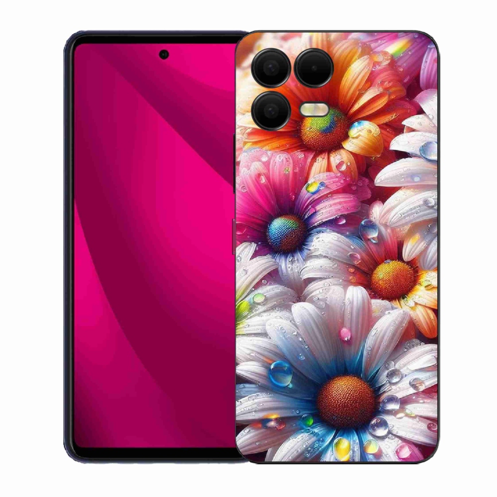 Gélový kryt mmCase na T-Mobile T Phone 3 Pro - farebné margaréty