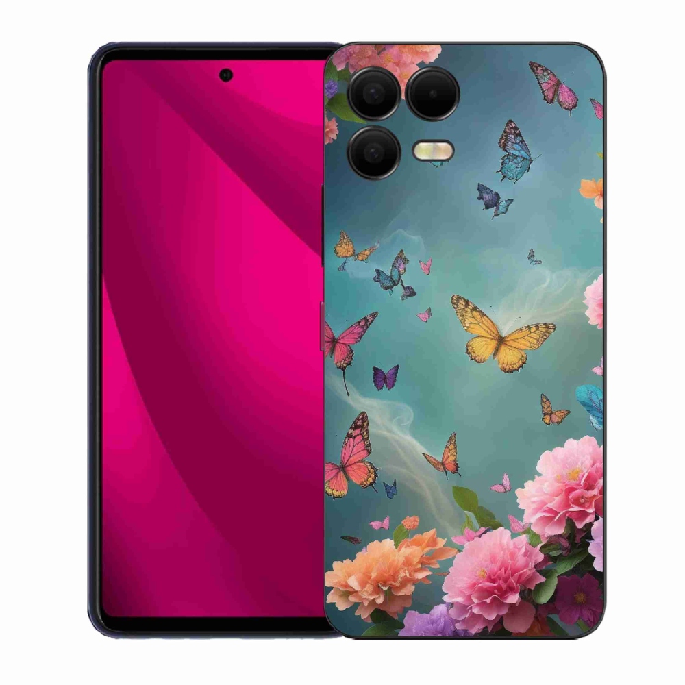 Gélový kryt mmCase na T-Mobile T Phone 3 Pro - farebné kvety a motýle