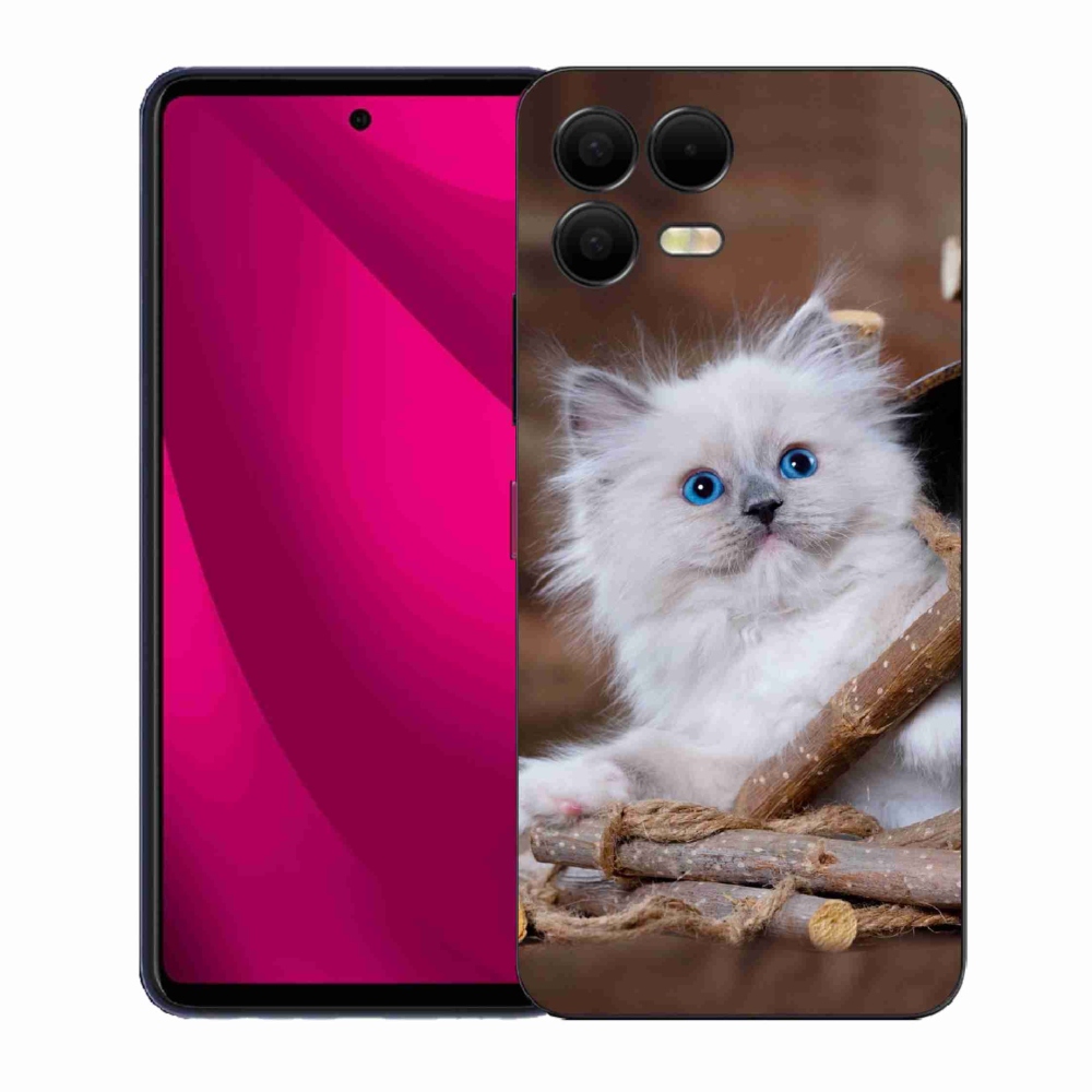 Gélový kryt mmCase na T-Mobile T Phone 3 Pro - biele mačiatko