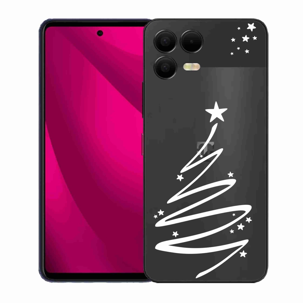 Gélový kryt mmCase na T-Mobile T Phone 3 Pro - biely stromček na priehľadnom pozadí