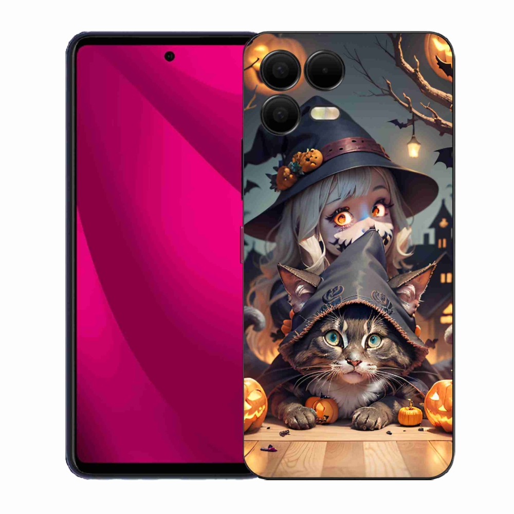 Gélový kryt mmCase na T-Mobile T Phone 3 Pro - čarodejnica s mačkou