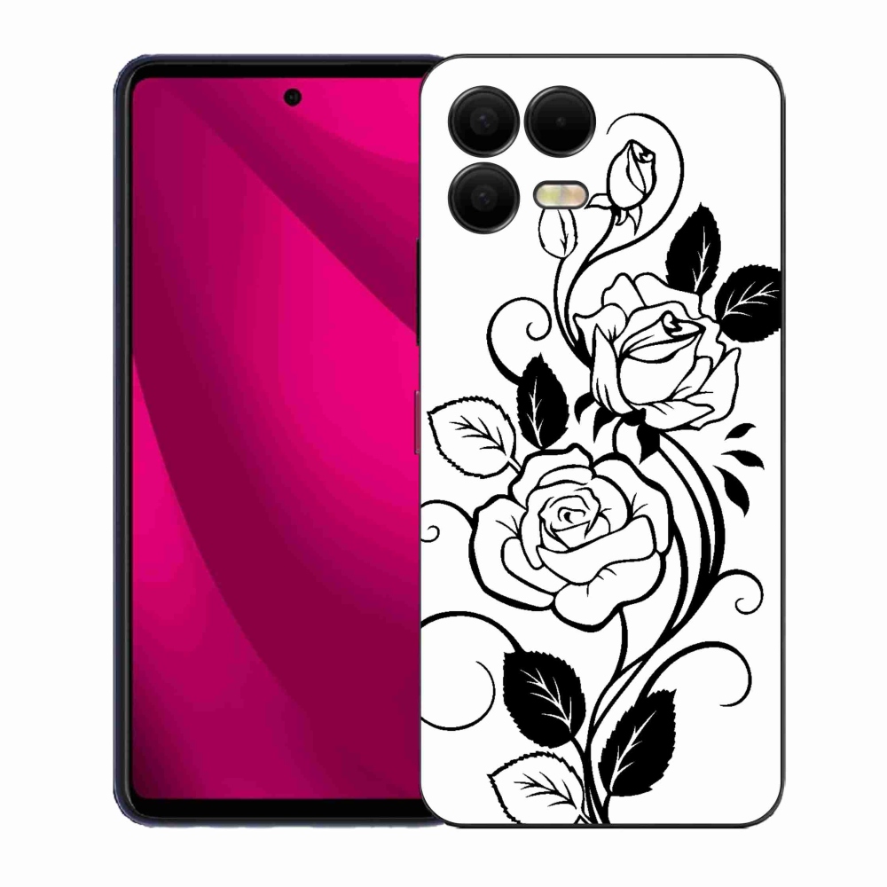 Gélový kryt mmCase na T-Mobile T Phone 3 Pro - čiernobiela ruža