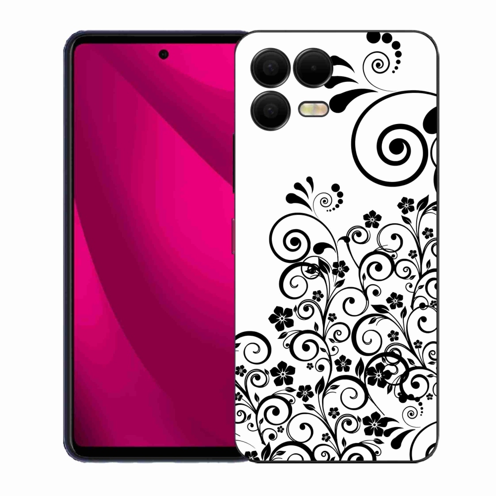Gélový kryt mmCase na T-Mobile T Phone 3 Pro - čiernobiele kvetinové vzory