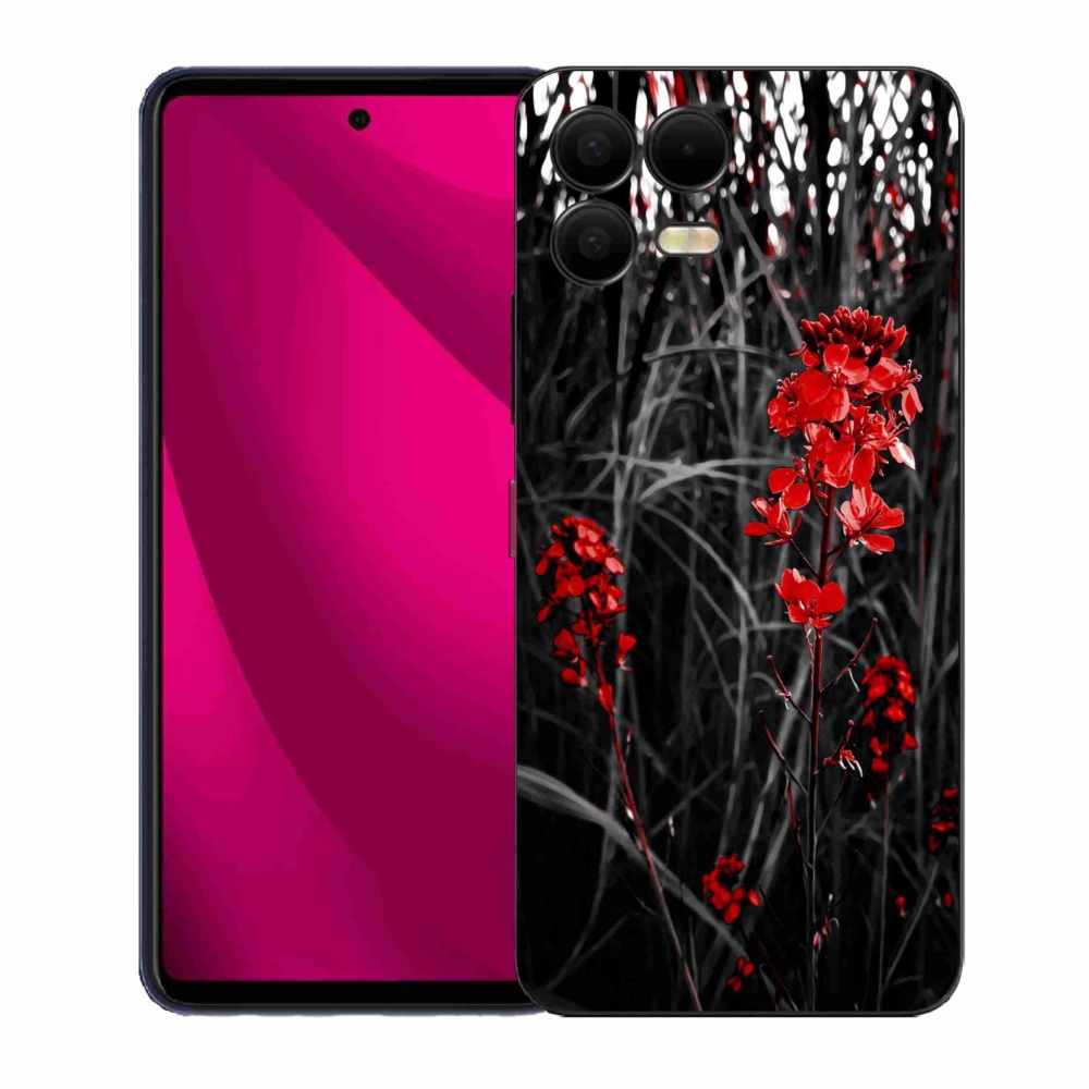Gélový kryt mmCase na T-Mobile T Phone 3 Pro - červená rastlina