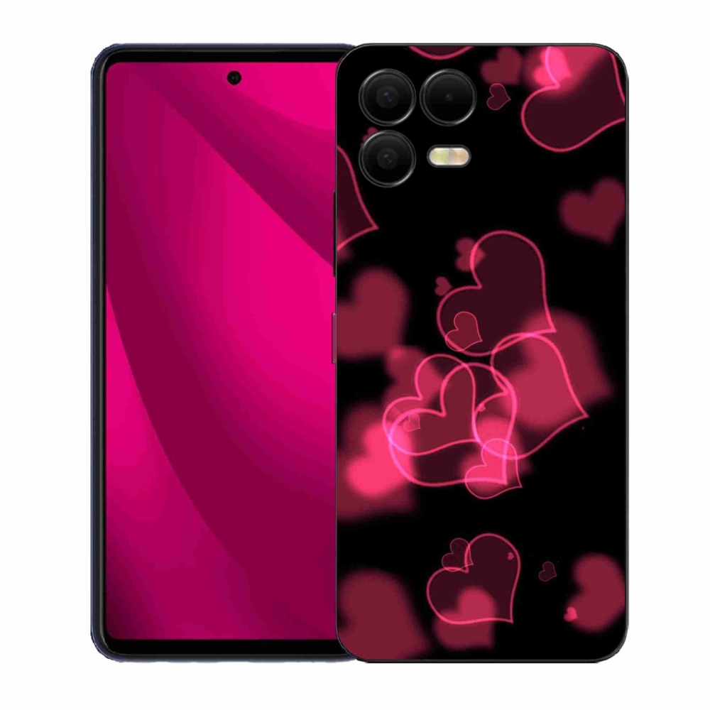 Gélový kryt mmCase na T-Mobile T Phone 3 Pro - červené srdiečka