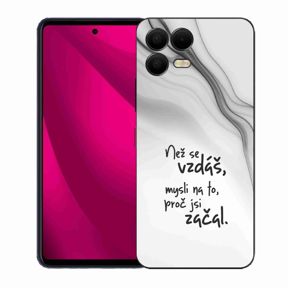 Gélový kryt mmCase na T-Mobile T Phone 3 Pro - citát 2 biele pozadie