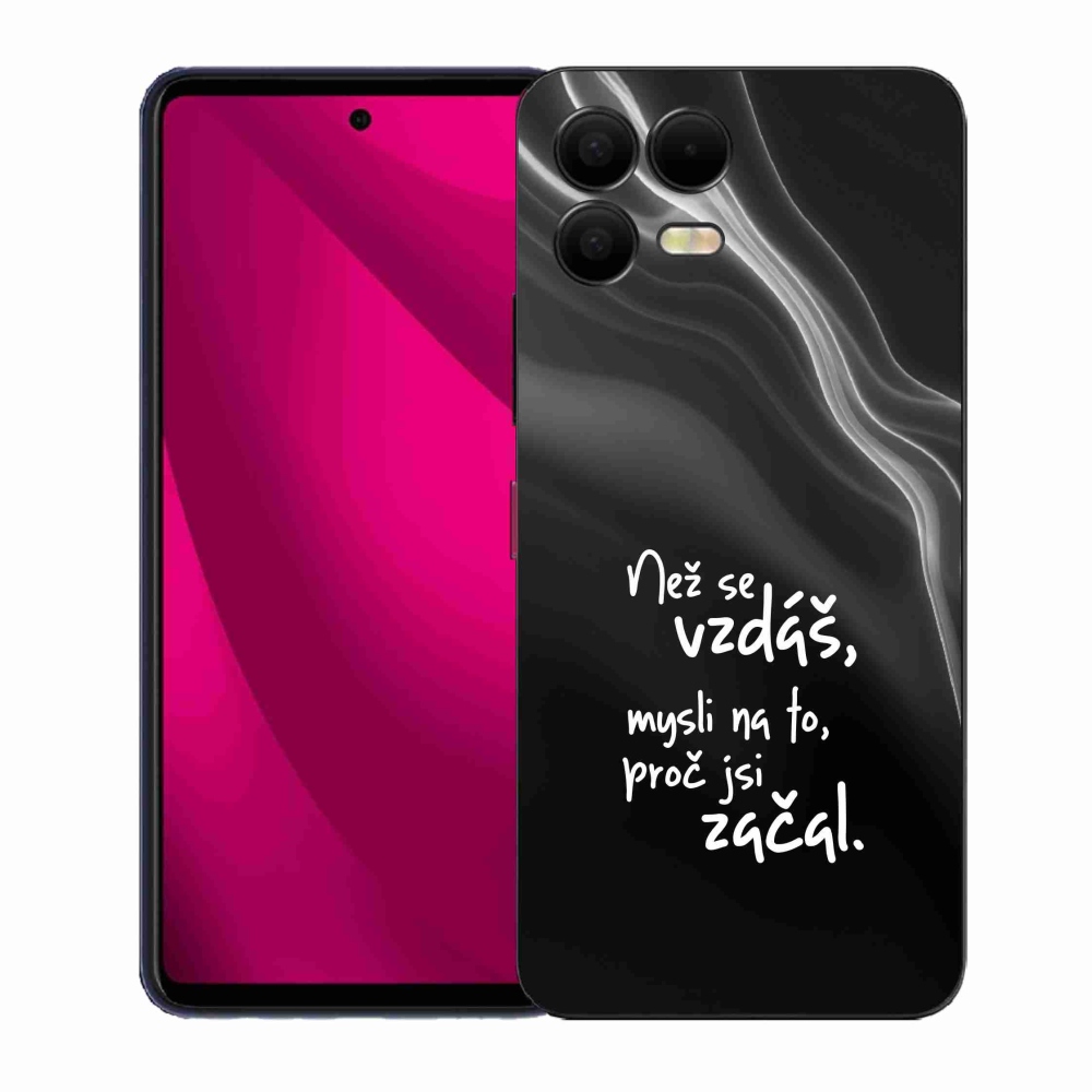 Gélový kryt mmCase na T-Mobile T Phone 3 Pro - citát 2 čierne pozadie