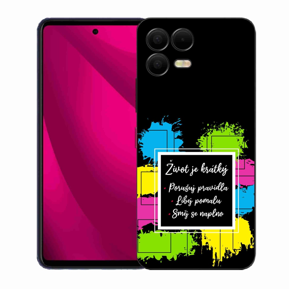 Gélový kryt mmCase na T-Mobile T Phone 3 Pro - citát 5 čierne pozadie