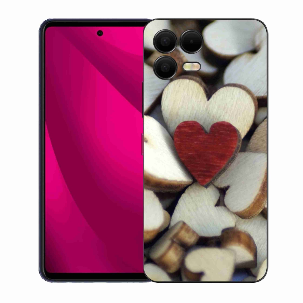 Gélový kryt mmCase na T-Mobile T Phone 3 Pro - gravírované červené srdce