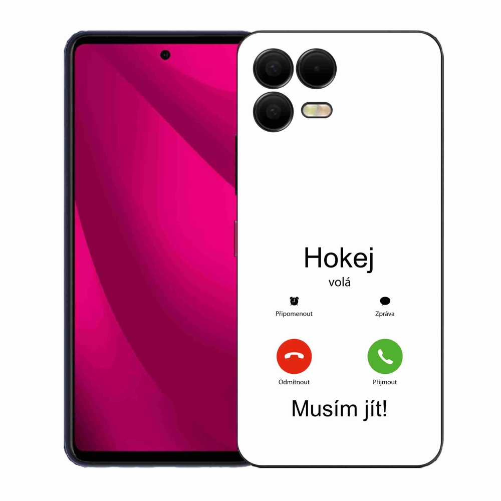 Gélový kryt mmCase na T-Mobile T Phone 3 Pro - hokej volá biele pozadie