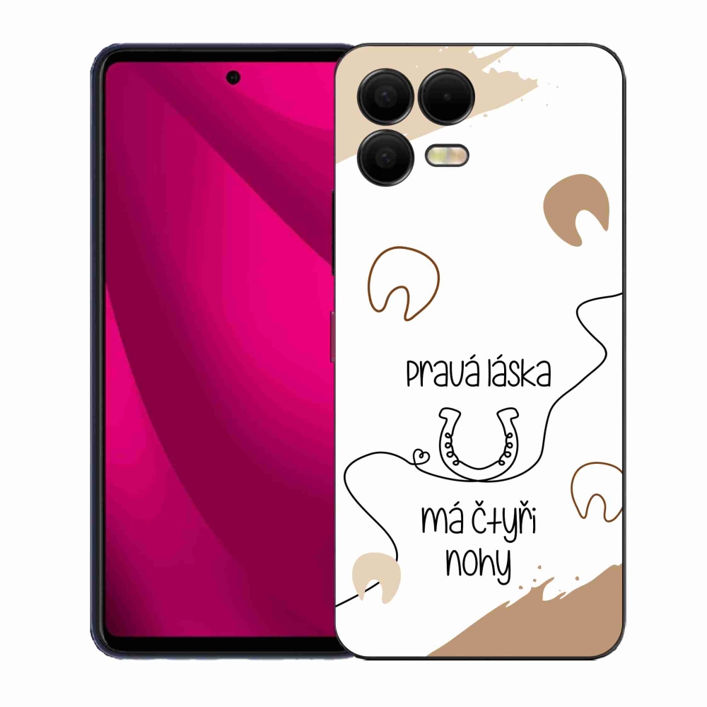 Gélový kryt mmCase na T-Mobile T Phone 3 Pro - konský motív biele pozadie