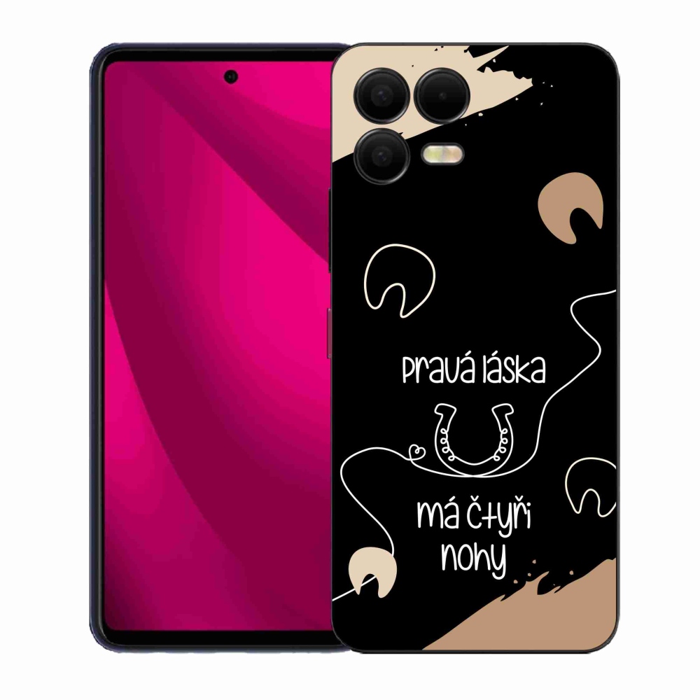 Gélový kryt mmCase na T-Mobile T Phone 3 Pro - konský motív čierne pozadie