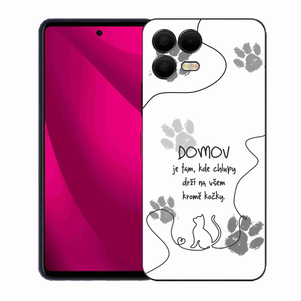 Gélový kryt mmCase na T-Mobile T Phone 3 Pro - mačacie motív biele pozadie