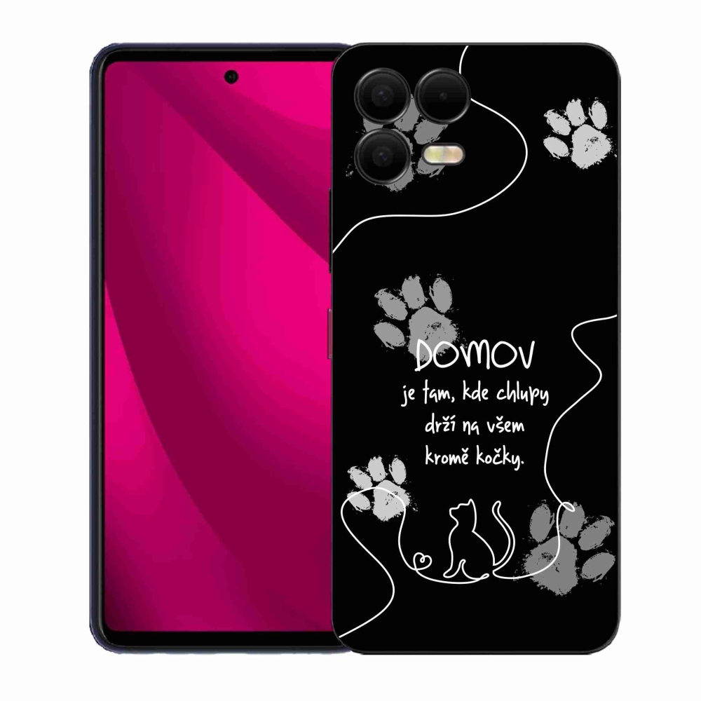 Gélový kryt mmCase na T-Mobile T Phone 3 Pro - mačacie motív čierne pozadie