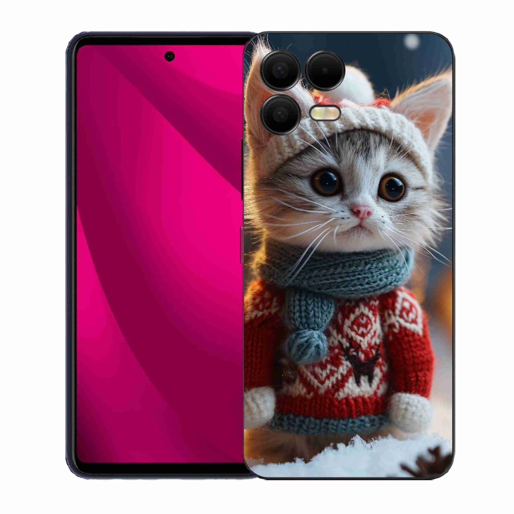 Gélový kryt mmCase na T-Mobile T Phone 3 Pro - mačiatko vo svetri