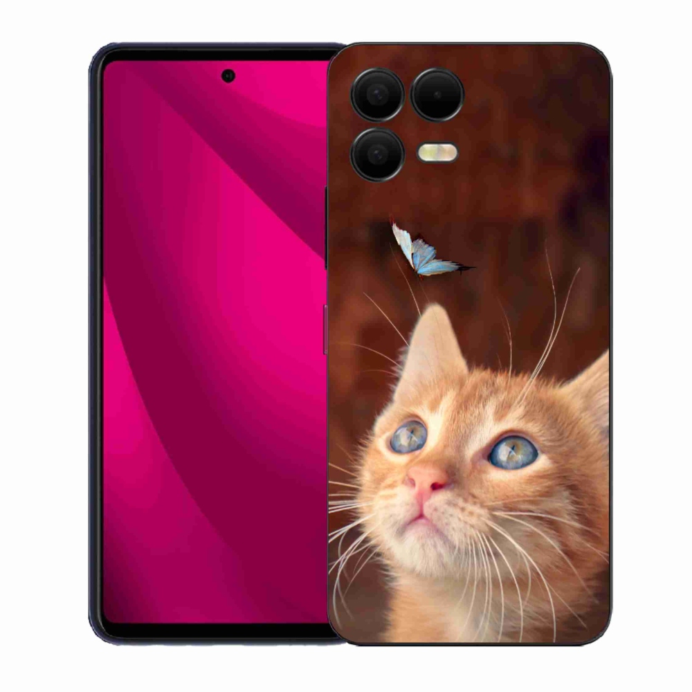 Gélový kryt mmCase na T-Mobile T Phone 3 Pro - motýľ a mačiatko