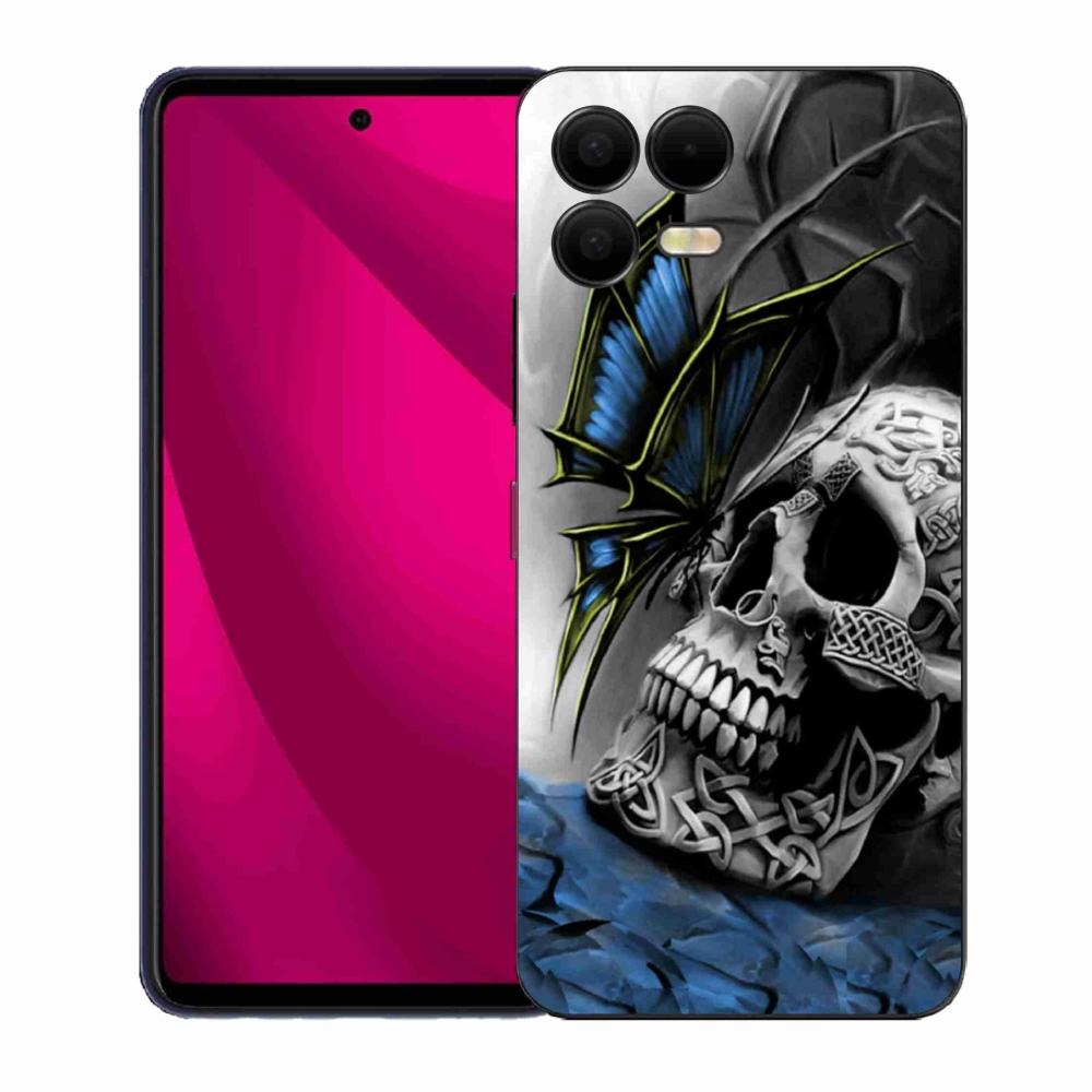Gélový kryt mmCase na T-Mobile T Phone 3 Pro - motýľ a lebka