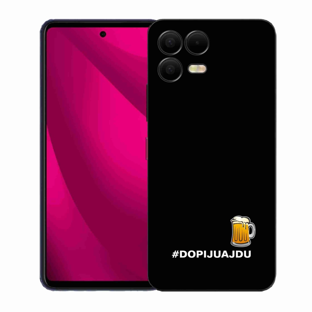 Gélový kryt mmCase na T-Mobile T Phone 3 Pro - pivný motív 1 čierne pozadie