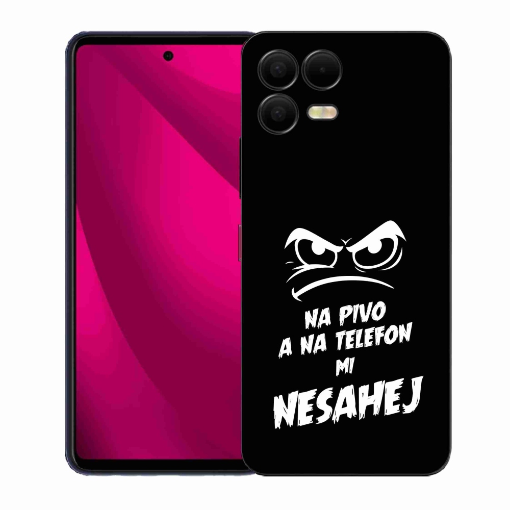 Gélový kryt mmCase na T-Mobile T Phone 3 Pro - pivný motív 2 čierne pozadie