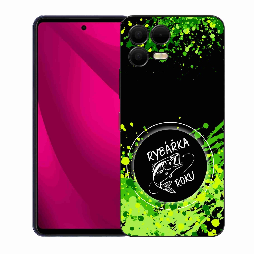 Gélový kryt mmCase na T-Mobile T Phone 3 Pro - rybárka roku čierne pozadie