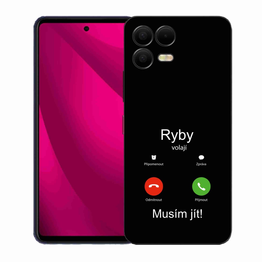 Gélový kryt mmCase na T-Mobile T Phone 3 Pro - ryby volajú čierne pozadie