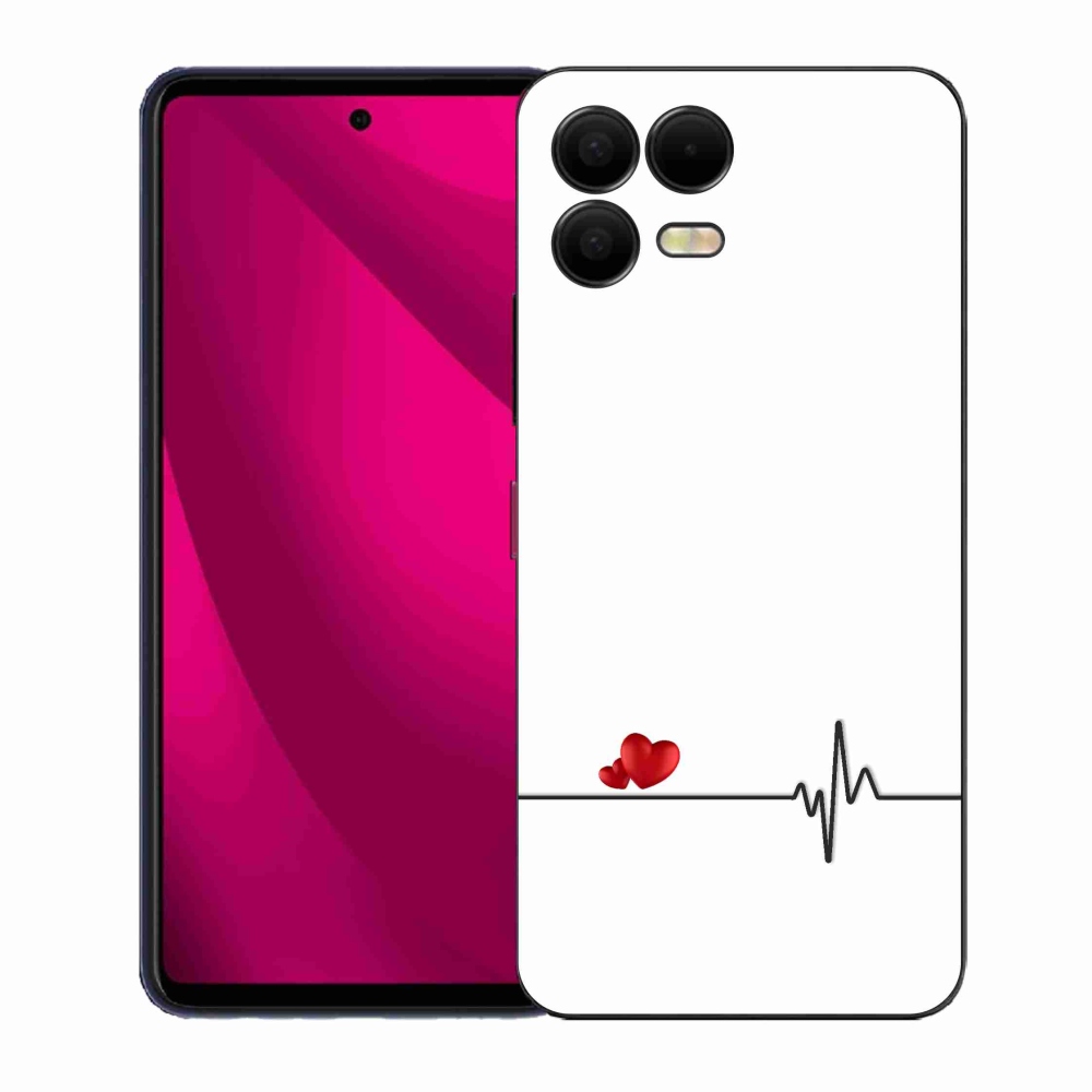 Gélový kryt mmCase na T-Mobile T Phone 3 Pro - srdce a tep biele pozadie