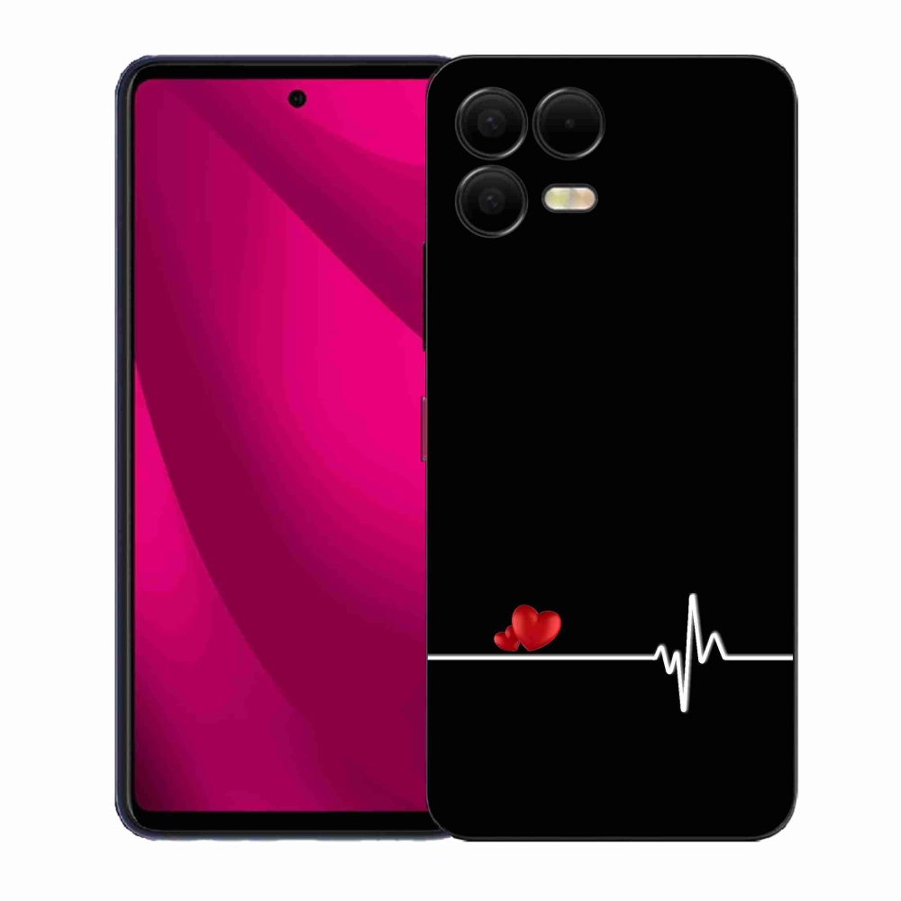 Gélový kryt mmCase na T-Mobile T Phone 3 Pro - srdce a tep čierne pozadie