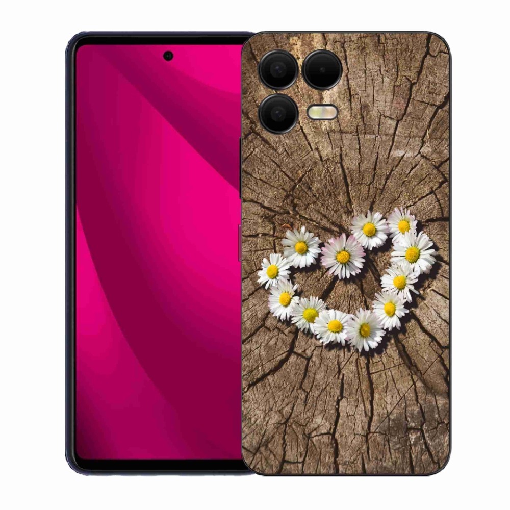 Gélový kryt mmCase na T-Mobile T Phone 3 Pro - srdce z margaréty