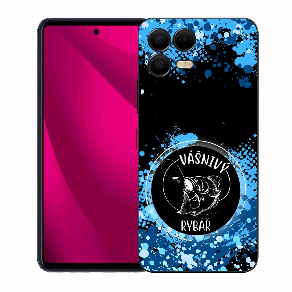 Gélový kryt mmCase na T-Mobile T Phone 3 Pro - vášnivý rybár čierne pozadie