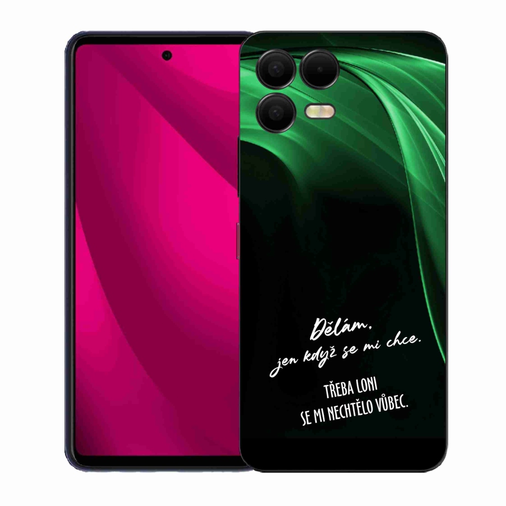 Gélový kryt mmCase na T-Mobile T Phone 3 Pro - vtipný text 12 čierne pozadie