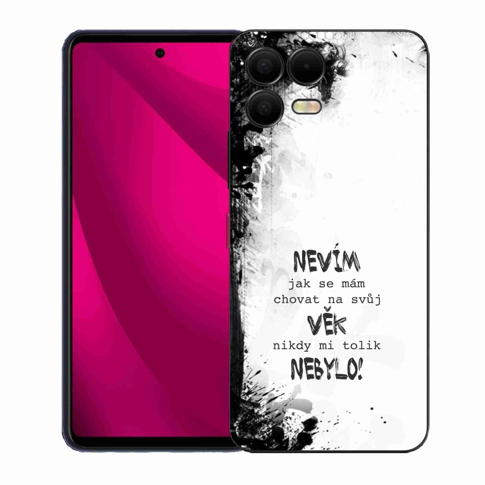 Gélový kryt mmCase na T-Mobile T Phone 3 Pro - vtipný text 14 biele pozadie