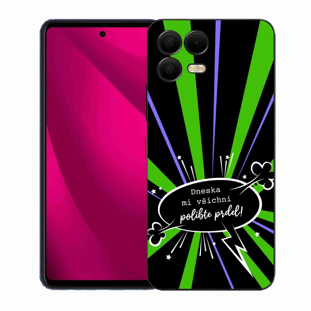 Gélový kryt mmCase na T-Mobile T Phone 3 Pro - vtipný text 15 čierne pozadie