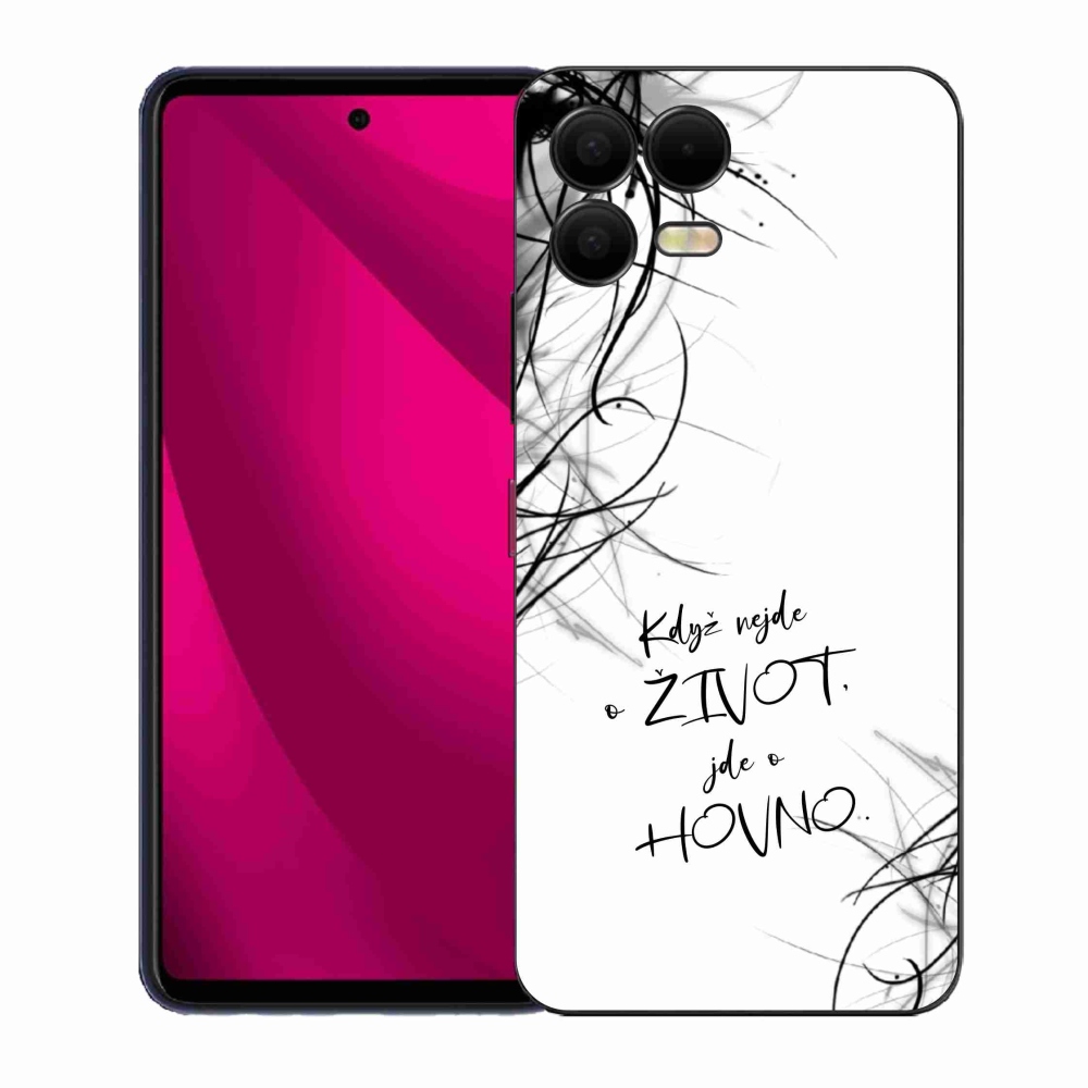 Gélový kryt mmCase na T-Mobile T Phone 3 Pro - vtipný text 16 biele pozadie