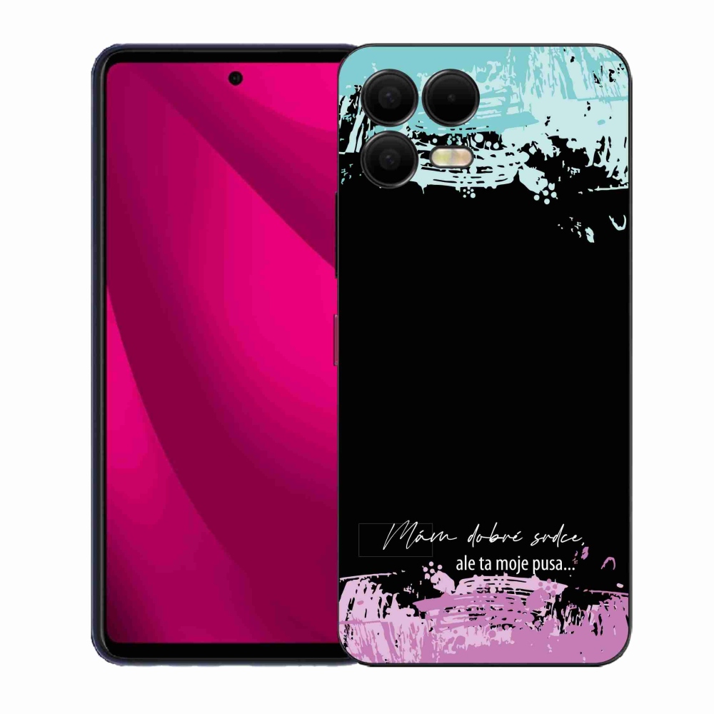 Gélový kryt mmCase na T-Mobile T Phone 3 Pro - vtipný text 3 čierne pozadie