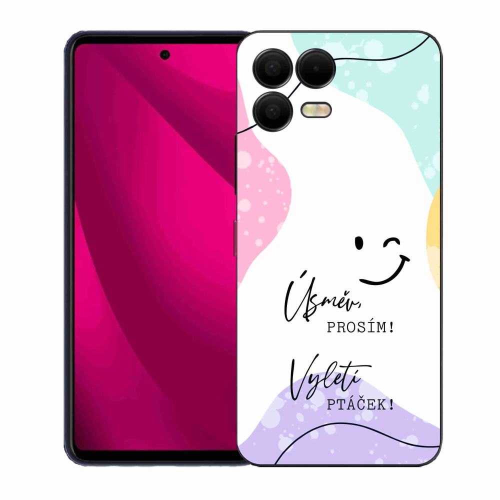 Gélový kryt mmCase na T-Mobile T Phone 3 Pro - vtipný text 4 biele pozadie