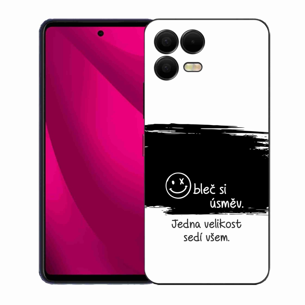 Gélový kryt mmCase na T-Mobile T Phone 3 Pro - vtipný text 8 čiernobiele pozadie