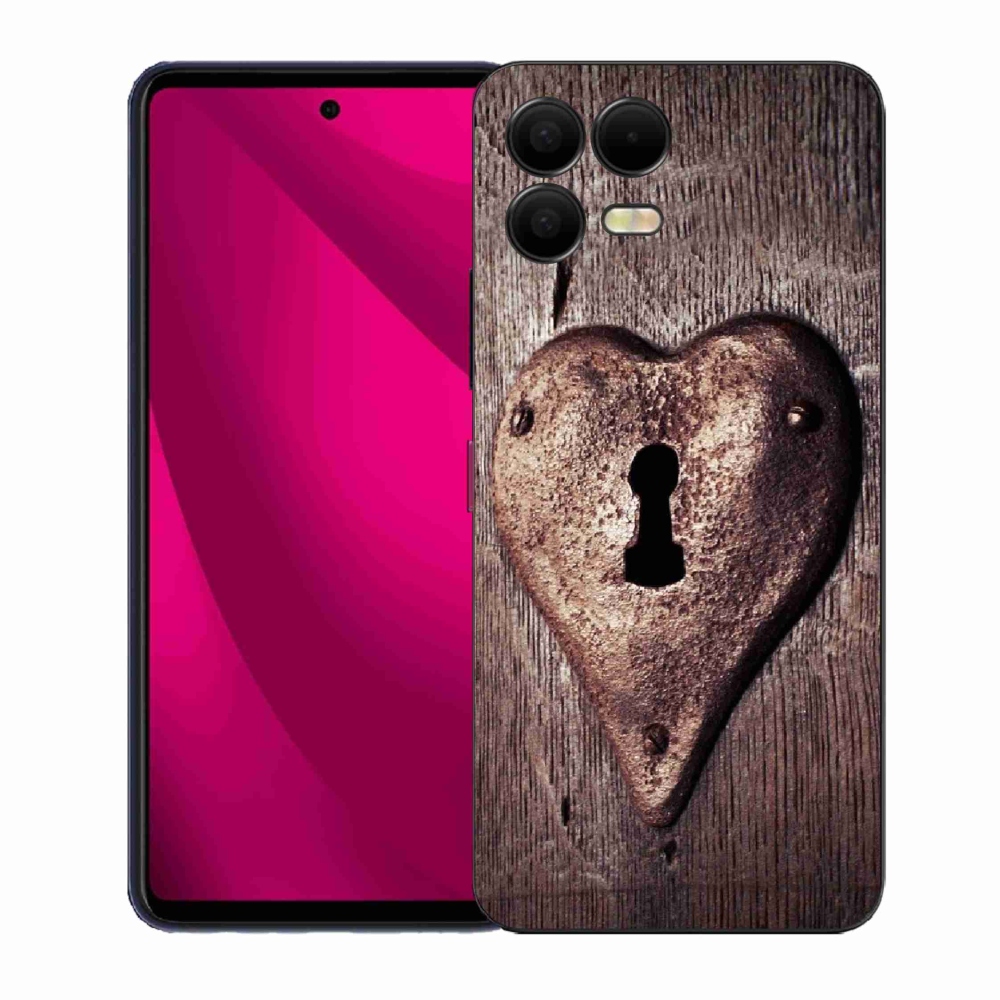Gélový kryt mmCase na T-Mobile T Phone 3 Pro - zámok v tvare srdca