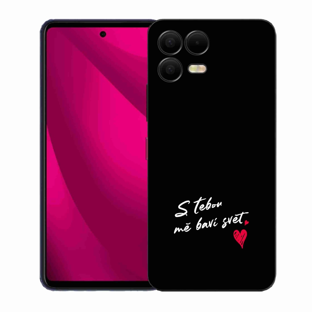 Gélový kryt mmCase na T-Mobile T Phone 3 Pro - zamilovaný text 1 čierne pozadie