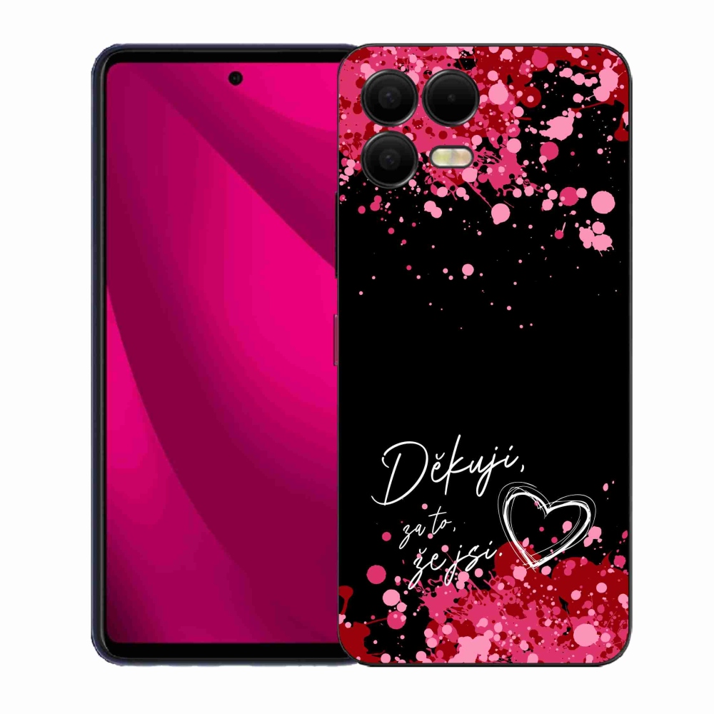 Gélový kryt mmCase na T-Mobile T Phone 3 Pro - zamilovaný text 2 čierne pozadie