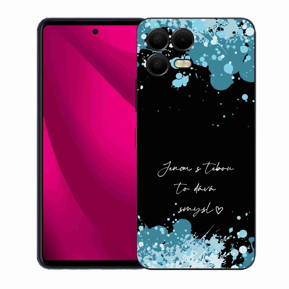 Gélový kryt mmCase na T-Mobile T Phone 3 Pro - zamilovaný text čierne pozadie