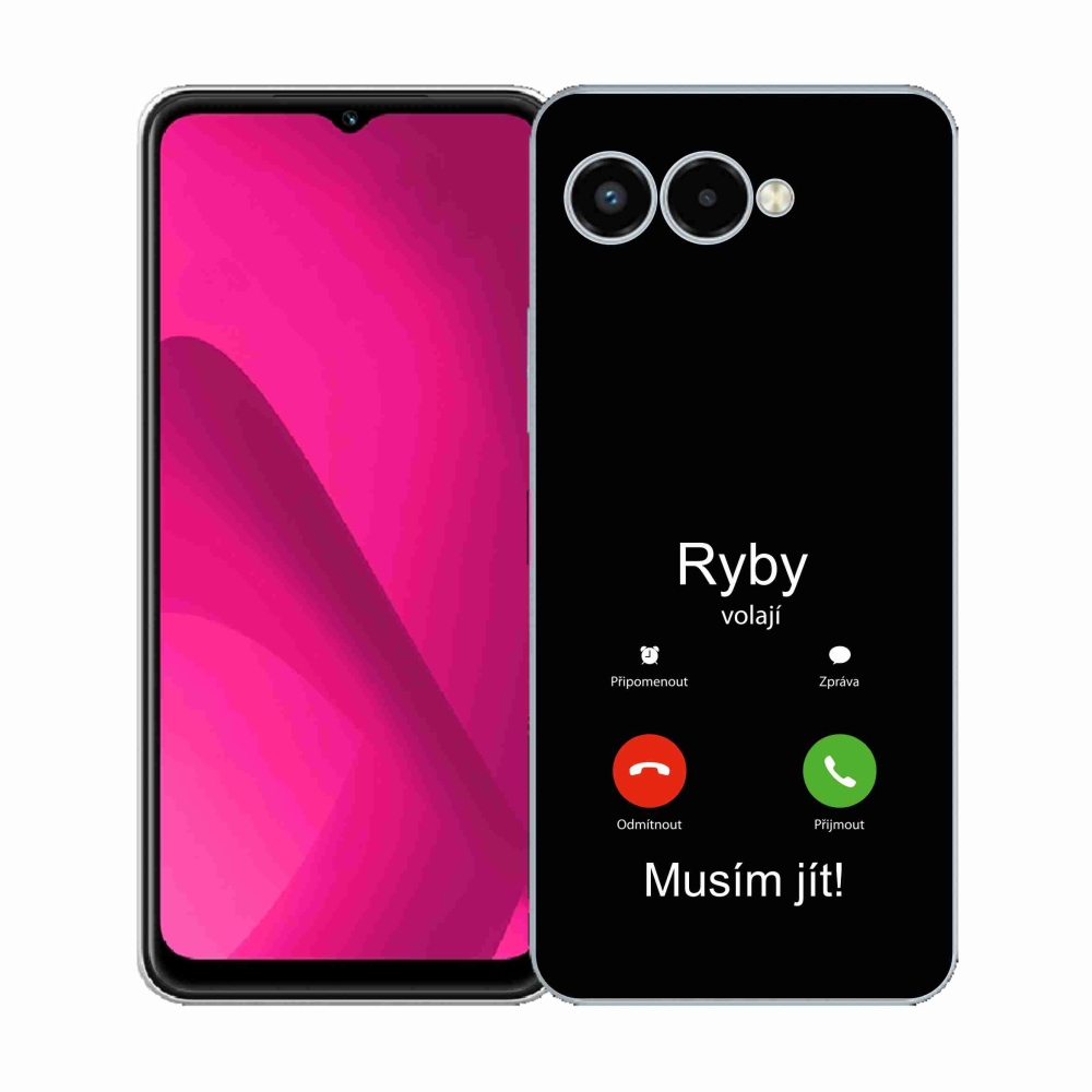 Gélový kryt mmCase na T-Mobile T Phone 3 - ryby volajú čierne pozadie