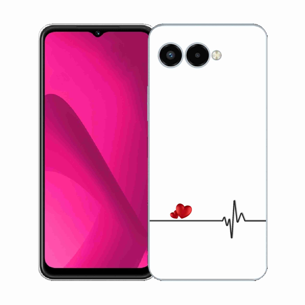 Gélový kryt mmCase na T-Mobile T Phone 3 - srdce a tep biele pozadie