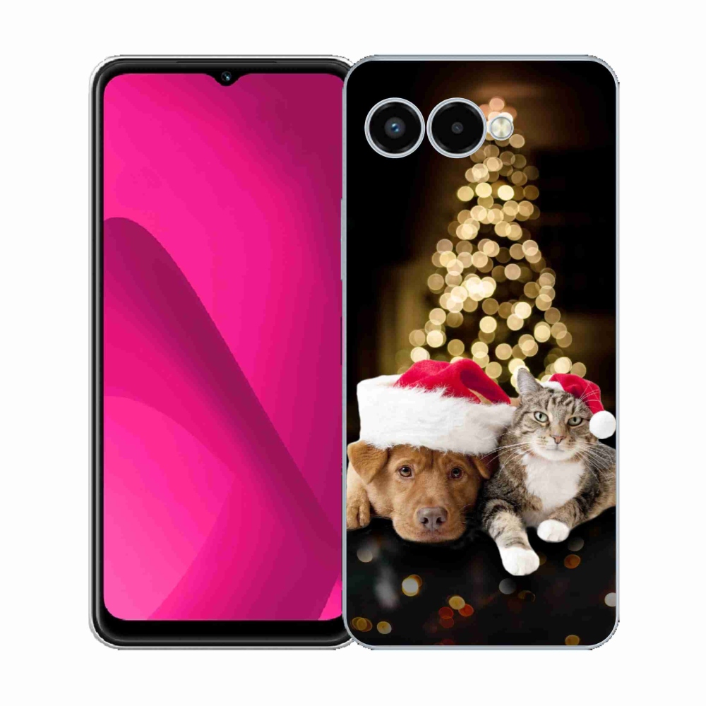 Gélový kryt mmCase na T-Mobile T Phone 3 - vianočný pes a mačka